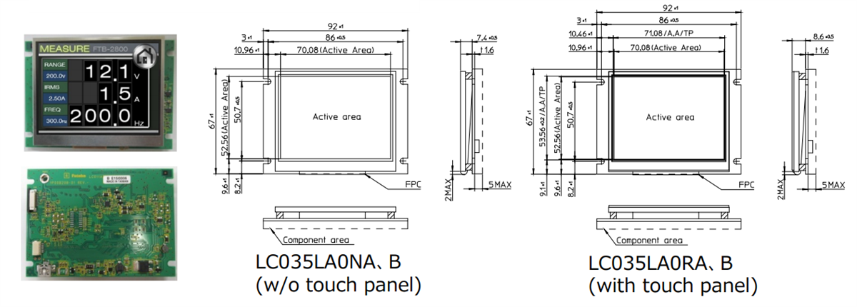 Chart - Futaba LC Series Command Type TFT-LCD Modules