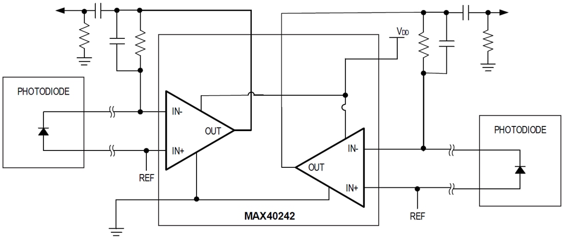 Applikations-Schaltungsdiagramm - Analog Devices / Maxim Integrated MAX40242 Dualer Operationsverstärker