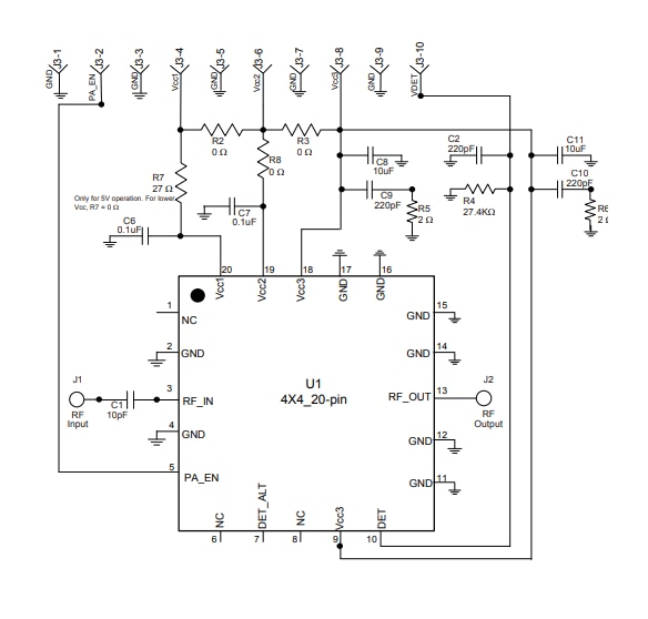 Schaltplan - Qorvo QPA9501PCB401 Evaluierungsboard