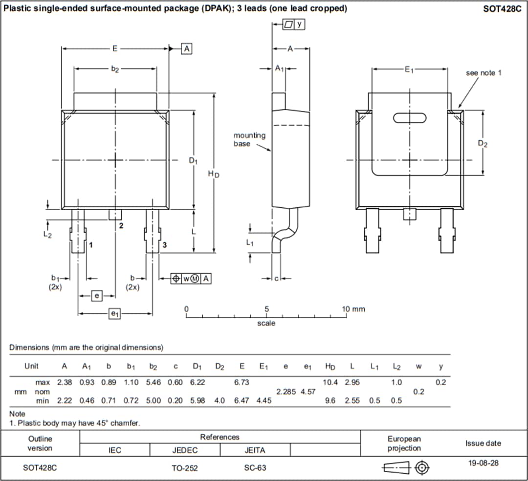Technische Zeichnung - Nexperia MJD31C und MJD32C 3-A-Bipolartransistoren mit 100 V