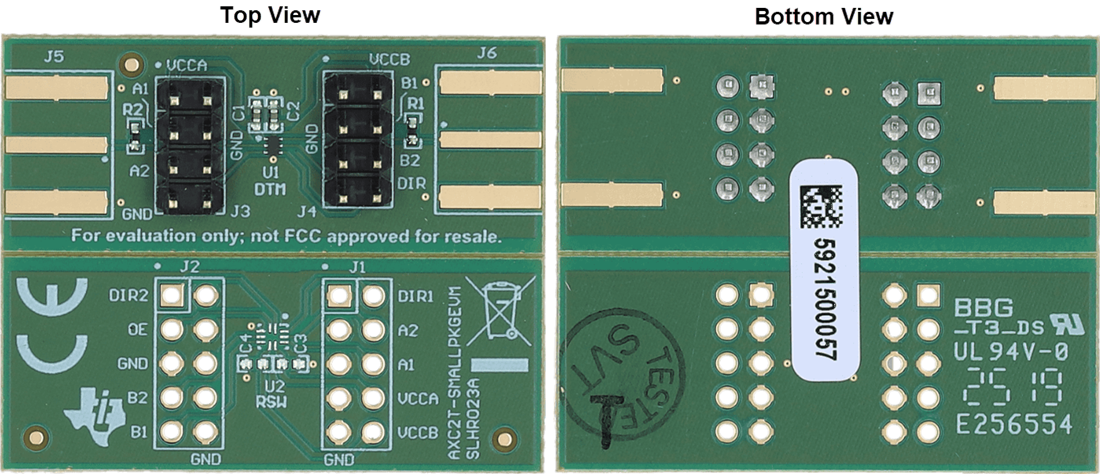 Technische Zeichnung - Texas Instruments AXC2T-SMALLPKGEVM Evaluierungsmodul