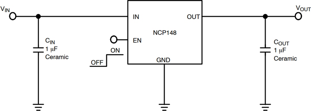 Applikations-Schaltungsdiagramm - onsemi NCP148 450mA LDO-Regler