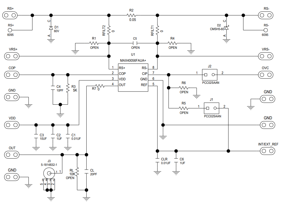 Schaltplan - Analog Devices / Maxim Integrated MAX40056 Evaluierungskit