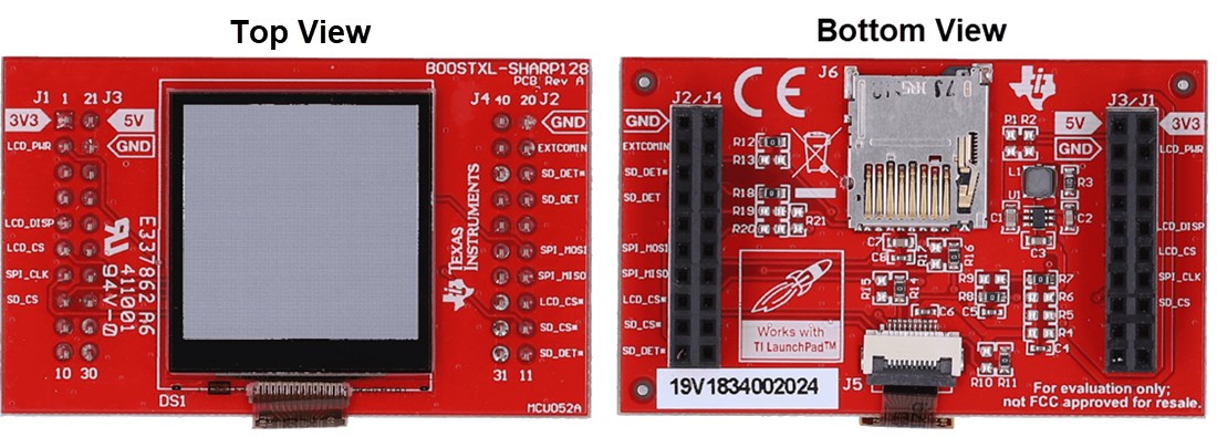 Technische Zeichnung - Texas Instruments BOOSTXL-SHARP128 BoosterPack™-Plug-in-Modul