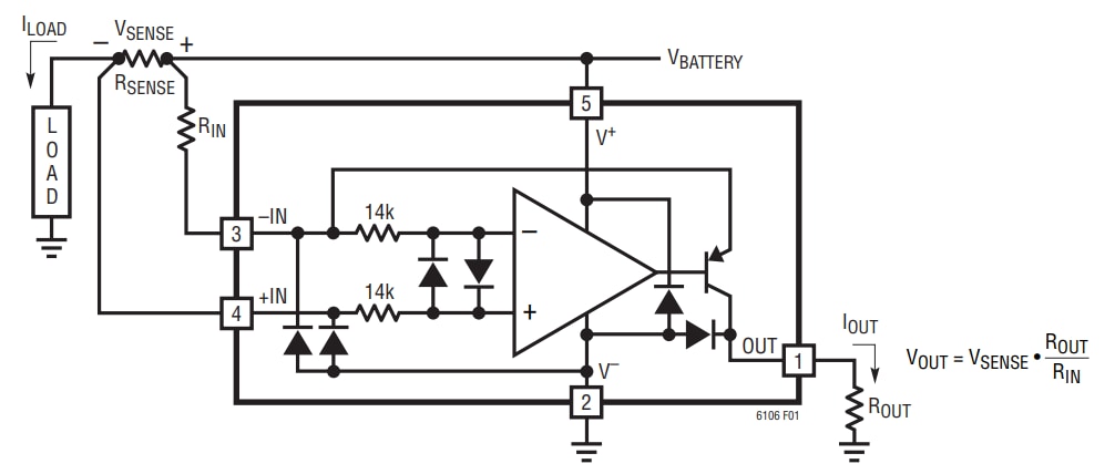 Blockdiagramm - Analog Devices Inc. LT6106 High-Side-Strommessverstärker