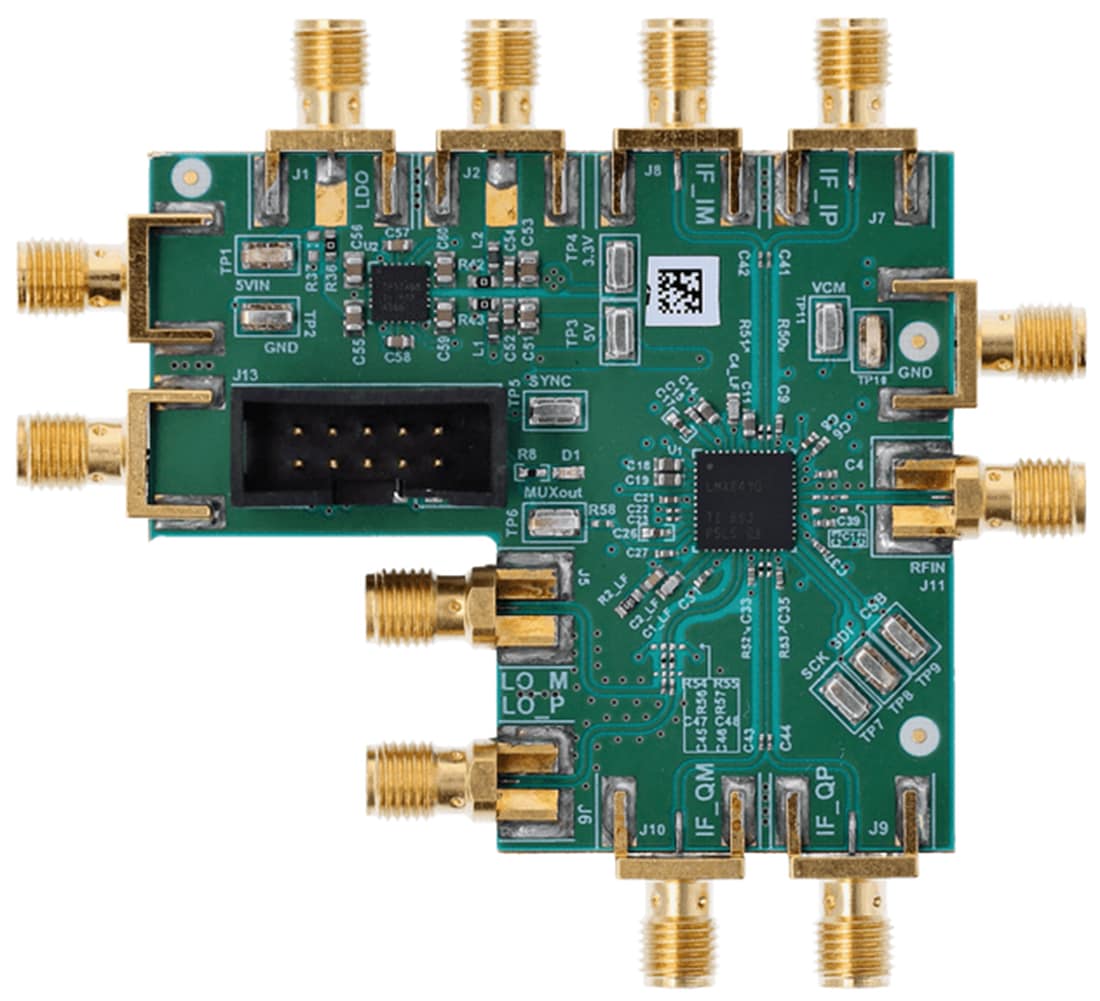 Technische Zeichnung - Texas Instruments LMX8410LEVM I/Q-Demodulator-EVM
