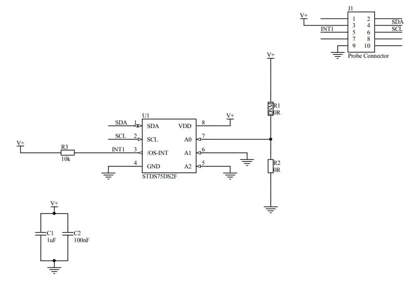 Schaltplan - STMicroelectronics STEVAL-MKI202V1K Temperatursonden-Kit