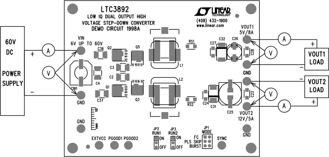 Technische Zeichnung - Analog Devices Inc. DC1998A Demonstrations-Leiterplatte