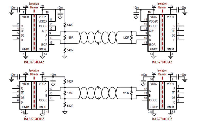 Renesas Electronics ISL32704E Isolierter RS-485-Transceiver