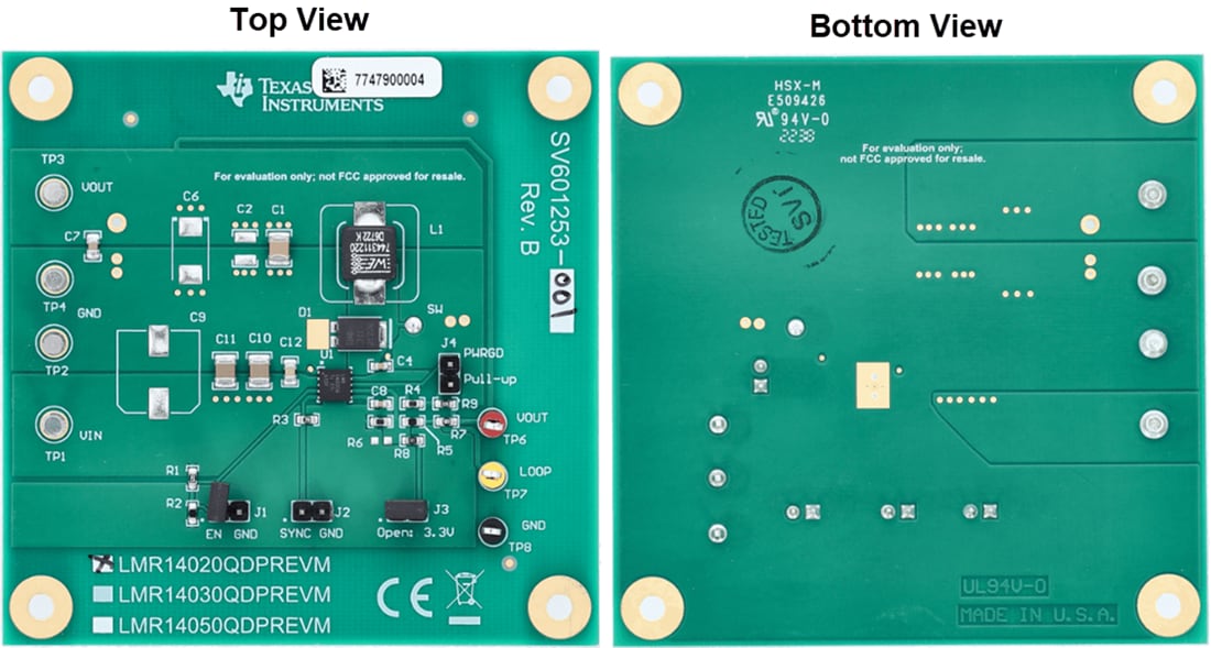 Technische Zeichnung - Texas Instruments Lmr140x0sevm/LMR140x0QDPREVM Evaluierungsmodule