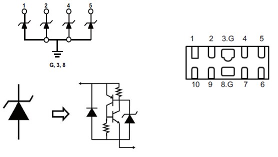 Blockdiagramm - Littelfuse SP3420 TVS-Diodenarray