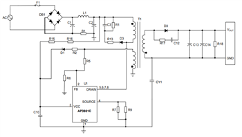Applikations-Schaltungsdiagramm - Diodes Incorporated AP3981B/C/D2 Leistungsschalter