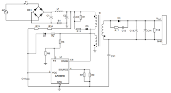 Applikations-Schaltungsdiagramm - Diodes Incorporated AP3981B/C/D2 Leistungsschalter