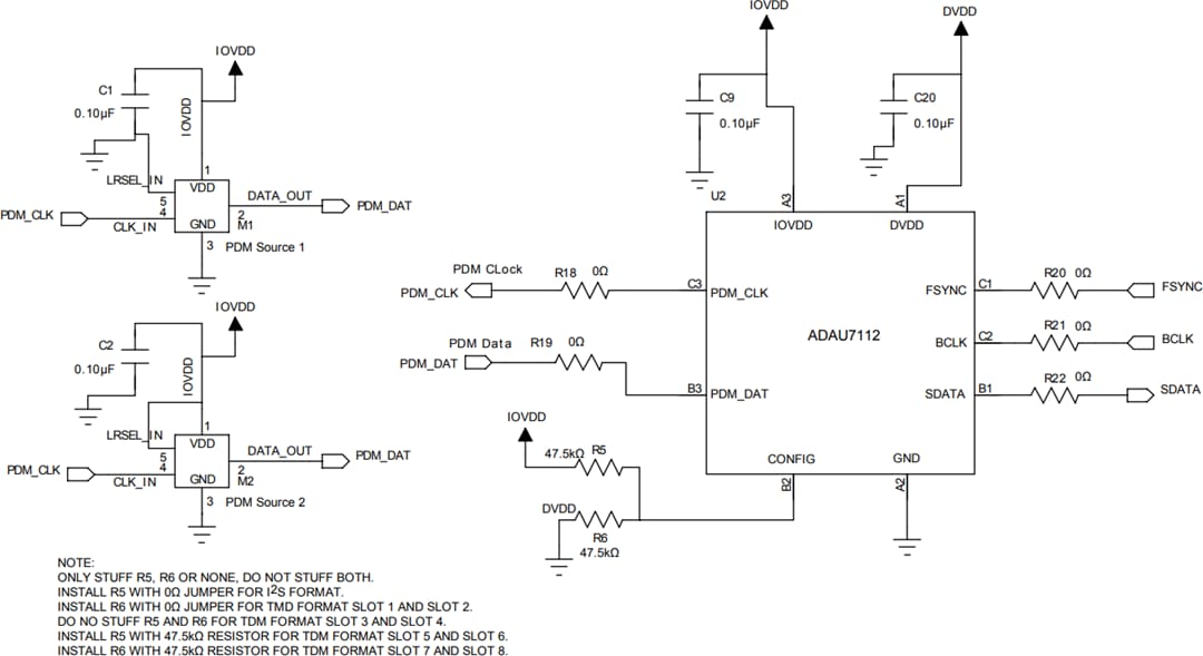 Applikations-Schaltungsdiagramm - Analog Devices Inc. ADAU7112 Stereo-PDM-zu-PCM-Wandler