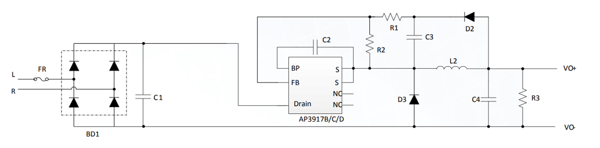 Applikations-Schaltungsdiagramm - Diodes Incorporated AP3917x Abwärtsleistungsschalter