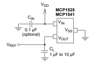 Applikations-Schaltungsdiagramm - Microchip Technology MCP1541 Spannungsreferenzen
