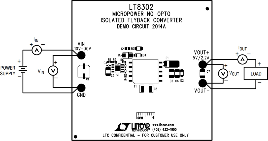 Technische Zeichnung - Analog Devices Inc. DC2014A, DC2821A und DC2906A Demonstrationsschaltungen für LT8302