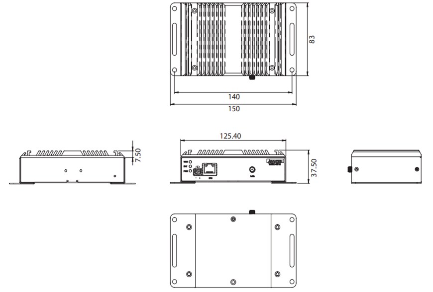 Technische Zeichnung - Advantech WISE-6610 Industrie-LoRaWAN-Gateways