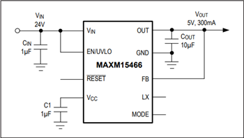Applikations-Schaltungsdiagramm - Analog Devices / Maxim Integrated MAXM15465/66/67 Abwärts-Leistungsmodule
