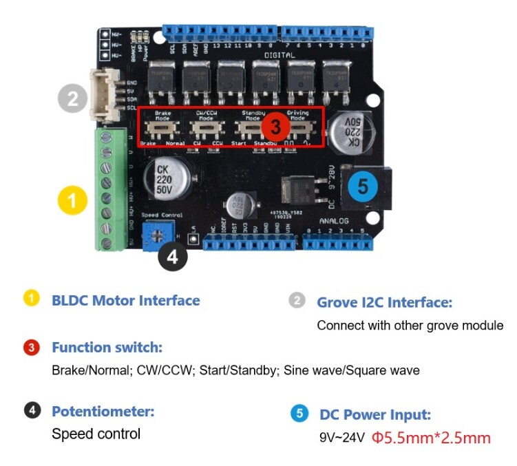 Seeed Studio TB6605FTG Bürstenloses Motor-Kit für Arduino