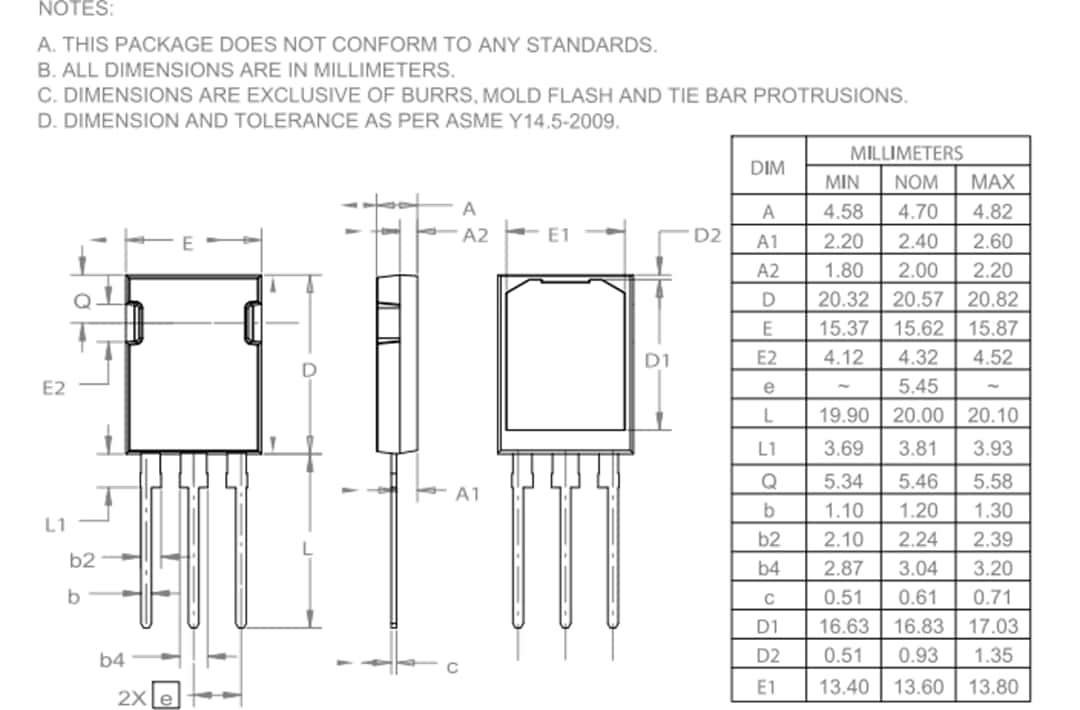 Technische Zeichnung - onsemi FGY60T120SQDN 1200V 60A Ultra-Field-Stop-IGBT