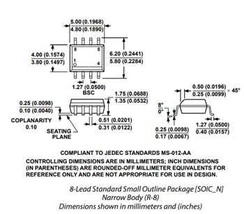 Technische Zeichnung - Analog Devices Inc. AD620 Instrumentenverstärker