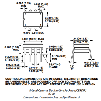 Technische Zeichnung - Analog Devices Inc. AD620 Instrumentenverstärker