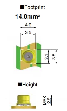 Technische Zeichnung - Hirose Electric MS-162B Koaxialschalter