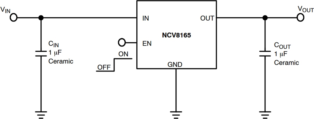 Applikations-Schaltungsdiagramm - onsemi NCV8165 500-mA-LDO-Linearspannungsregler