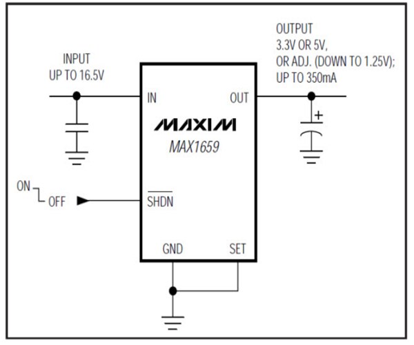 Blockdiagramm - Analog Devices / Maxim Integrated MAX1659 Low-Dropout-Linearregler