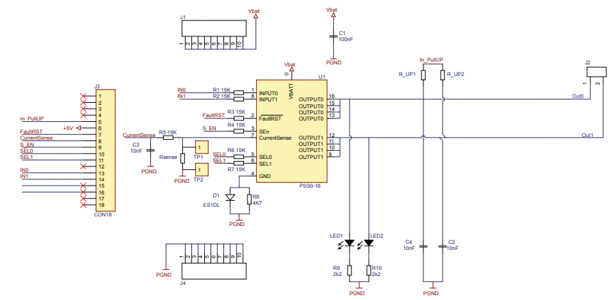 Schaltplan - STMicroelectronics VND7E025AJ Evaluierungsboard