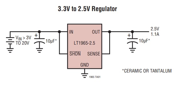 Applikations-Schaltungsdiagramm - Analog Devices Inc. LT1965 Low-Dropout-Linearregler
