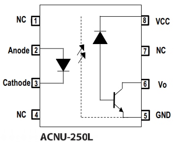 Blockdiagramm - Broadcom ACNU-250L Hochgeschwindigkeits-Optokoppler