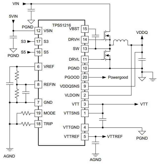 Texas Instruments TPS51216 DDR-Speicher-Stromversorgungslösung