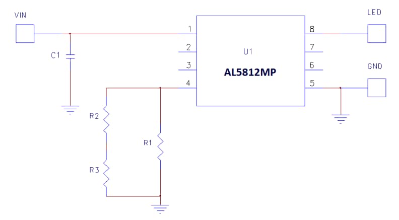 Schaltplan - Diodes Incorporated AL5812EV2 Evaluierungsboard