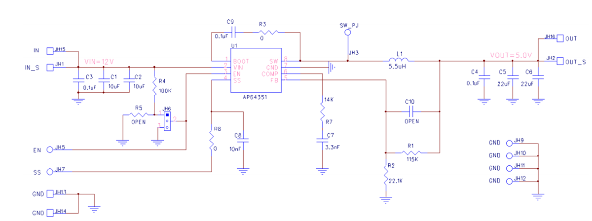 Schaltplan - Diodes Incorporated AP64351SP-EVM Evaluierungsboard