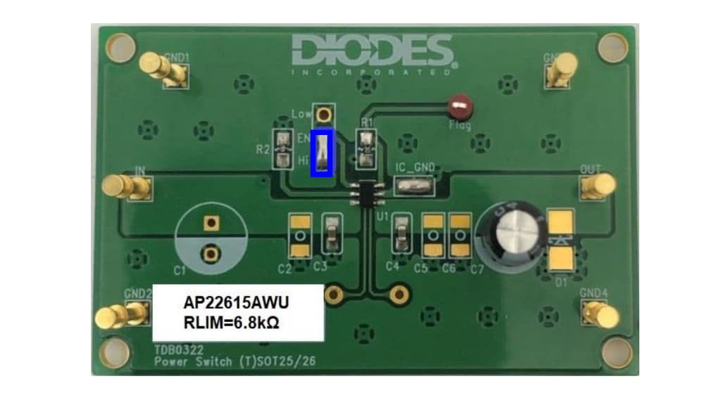 Diodes Incorporated AP22615AWU-EVM Evaluierungsmodul