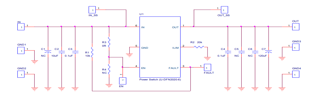 Schaltplan - Diodes Incorporated AP22653FDZ-EVM Evaluierungsmodul