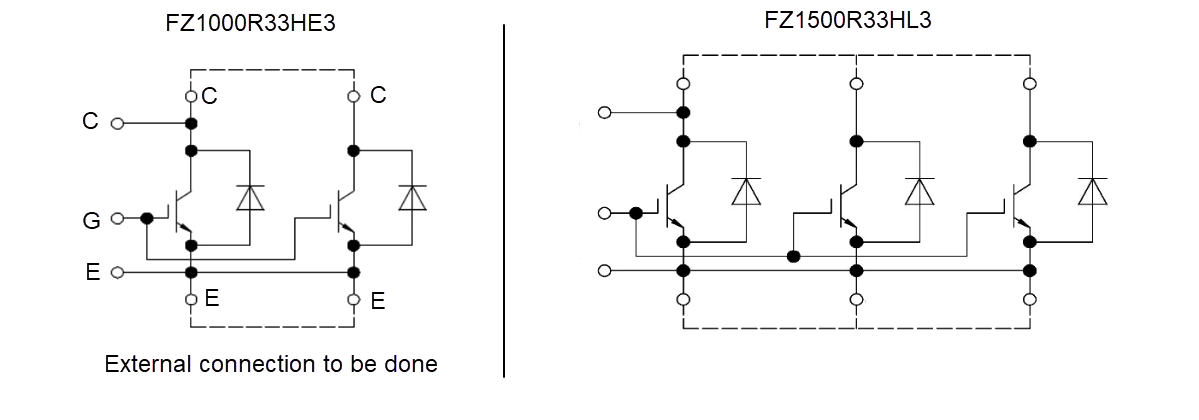 Applikations-Schaltungsdiagramm - Infineon Technologies 3.300-V-IGBT-Module mit Einzelschalter