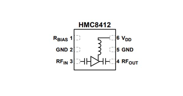 Blockdiagramm - Analog Devices Inc. HMC8412 LNA mit niedrigem NF-Wert (0,4 GHz bis 11 GHz)