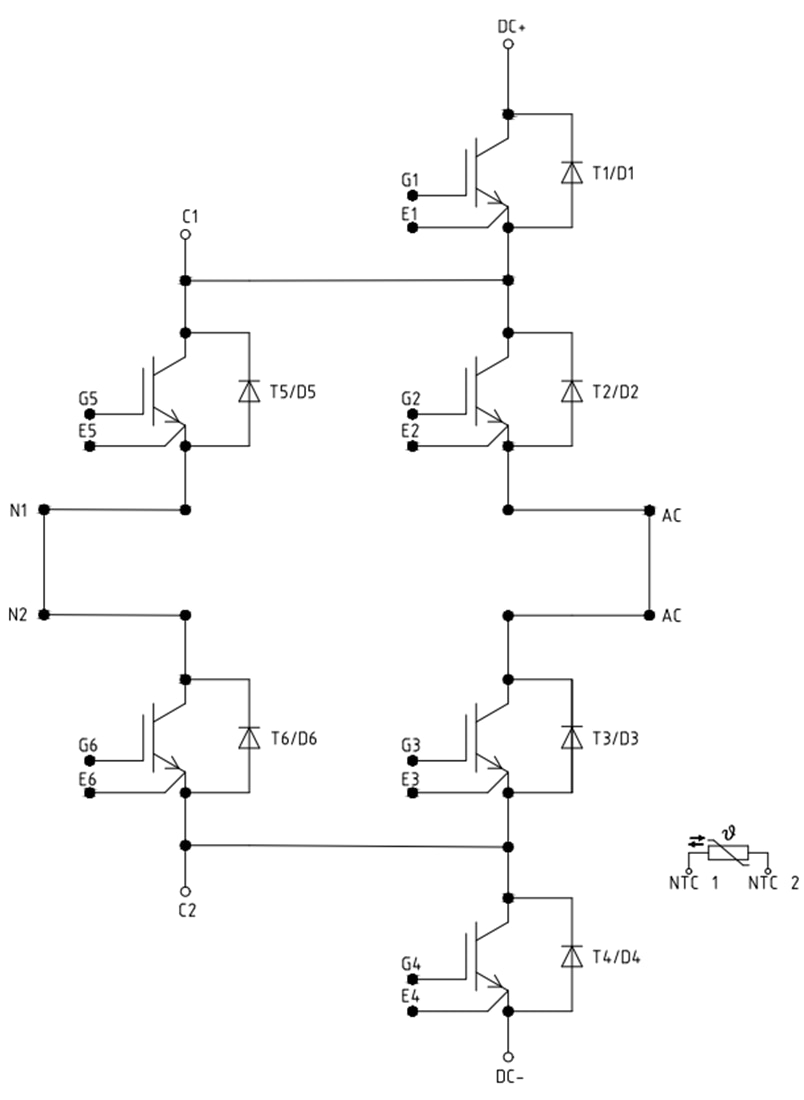 Schaltplan - Infineon Technologies F3L400R10W3S7 EasyPACK™-IGBT-Modul
