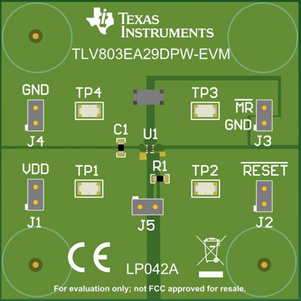Technische Zeichnung - Texas Instruments TLV803EA29DPW-EVM Reset-IC-Evaluierungsmodul