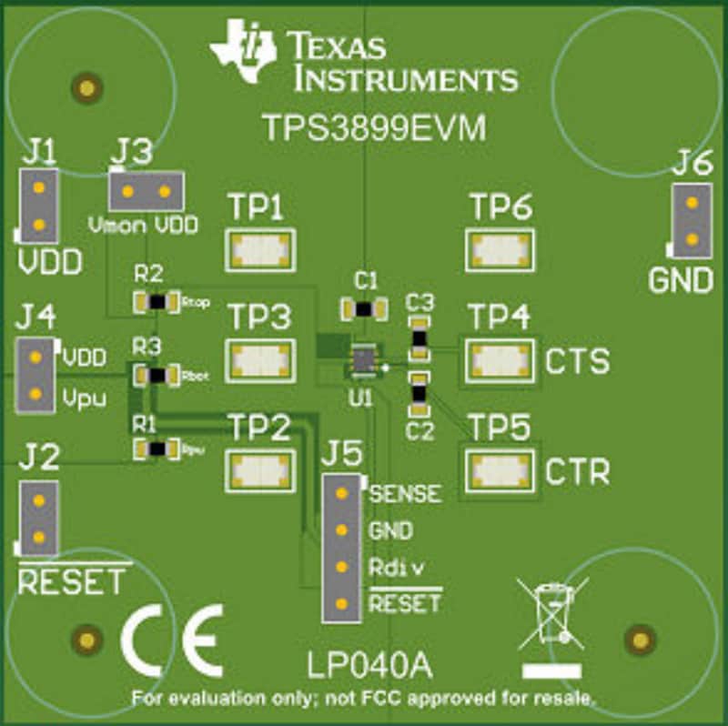 Technische Zeichnung - Texas Instruments TPS3899EVM Spannungsüberwachungs-Evaluierungsmodul