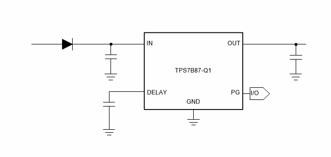 Applikations-Schaltungsdiagramm - Texas Instruments TPS7B87-Q1 40-V-Low-Dropout-Regler