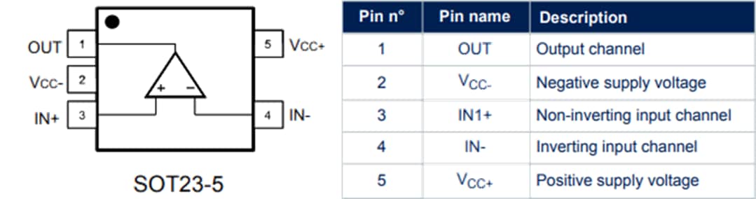 Technische Zeichnung - STMicroelectronics TSB711/A 6-MHz-Operationsverstärker