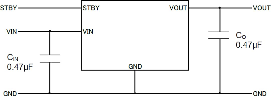 Applikations-Schaltungsdiagramm - ROHM Semiconductor BUxxJA2MNVX-C Vollständige CMOS-LDO-Regler für die Automobilindustrie