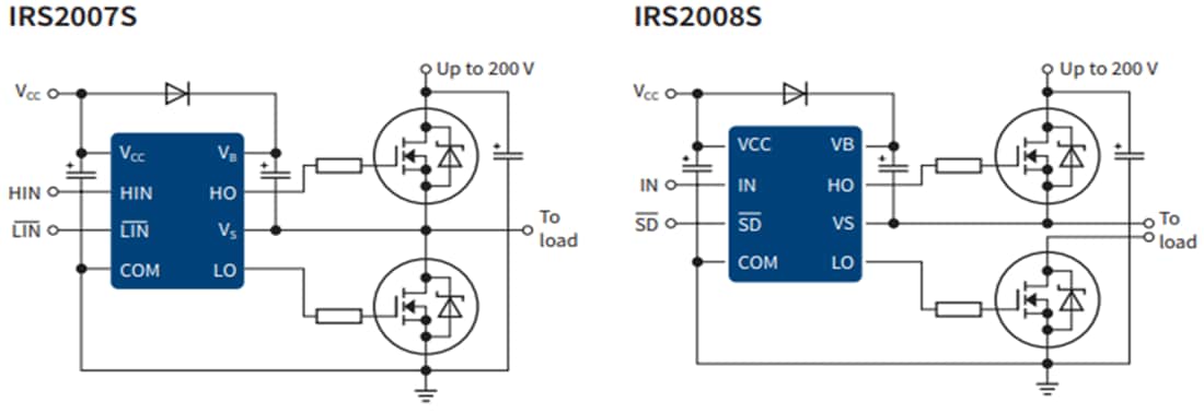 Applikations-Schaltungsdiagramm - Infineon Technologies 200-V-Pegelverschiebungs-Gate-Treiber