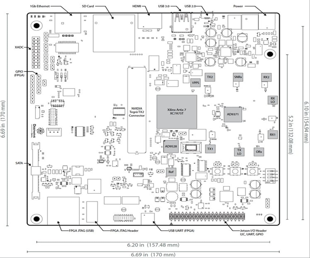 Mechanical Drawing - Deepwave Digital AIR7101 Artificial Intelligence Radio-Transceiver