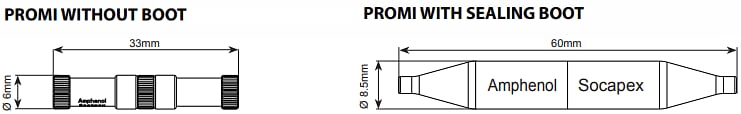 Technische Zeichnung - Amphenol Fiber Systems International PROMI Optische In-Line-Miniatur-Adapter