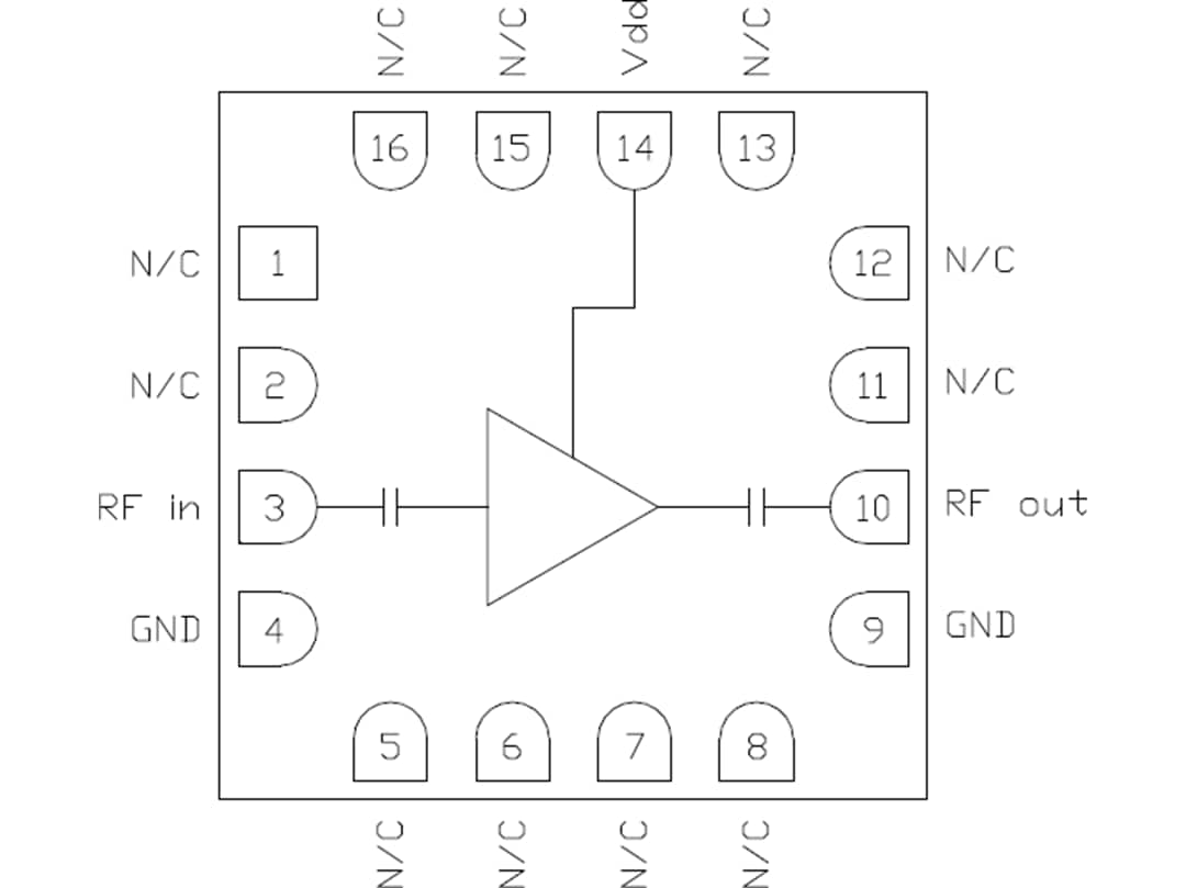 Blockdiagramm - Qorvo CMD316C3 Rauscharmer Verstärker